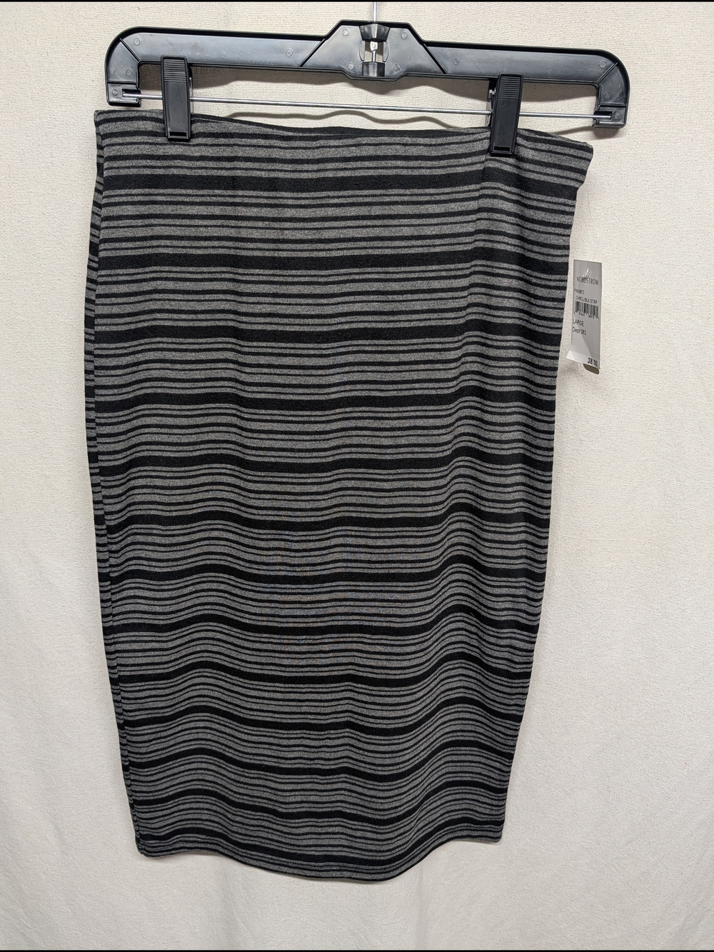 Striped Black & Gray Pencil Skirt